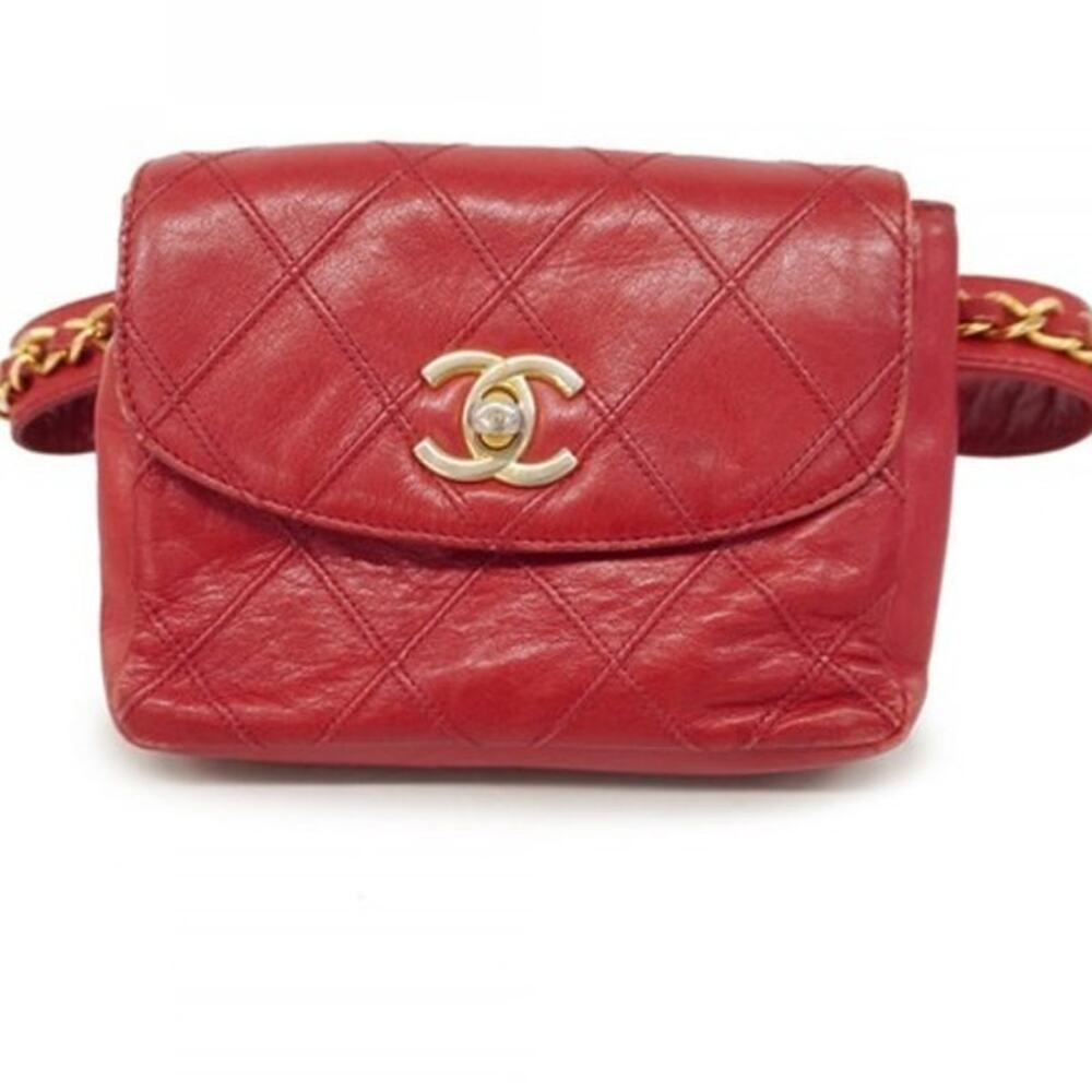 C1. CHANEL 24K Red Lambskin Belt Bag
